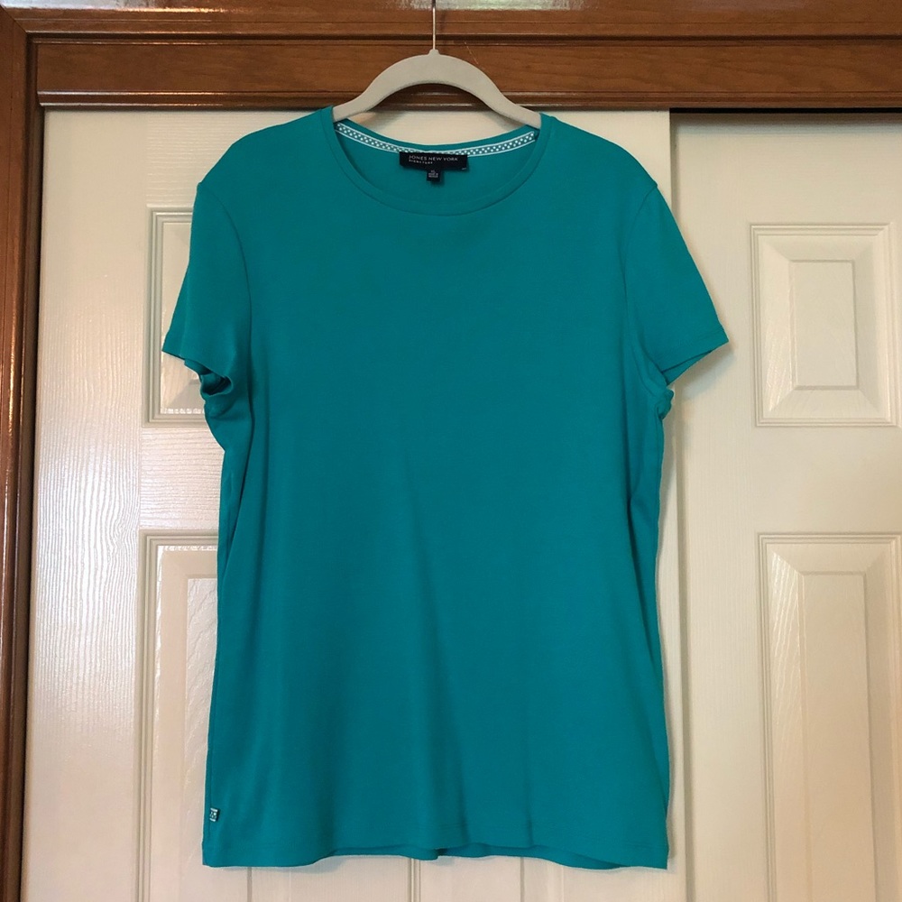 Jones New York Signature Turquoise Crew Neck T